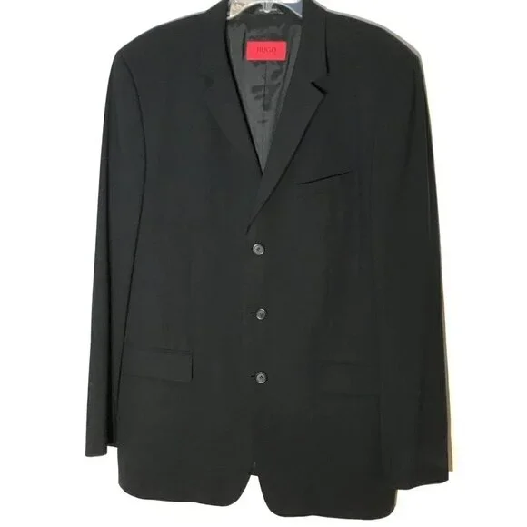 Hugo Boss Black Sport Coat Jacket Blazer size 44L Suit Designer 3 Button WooL - Picture 4 of 12